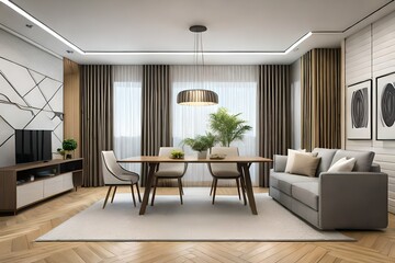 Fototapeta premium modern living room with fireplace