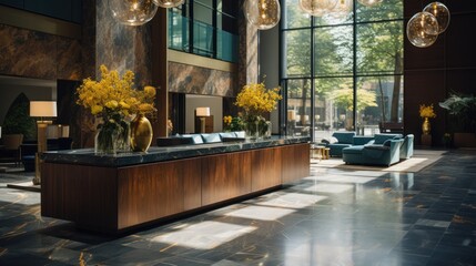 Luxury hotel lobby interior. Hotel Concept with a Copy Space.