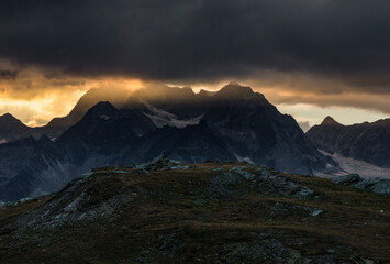 Sunset with clouds in the alps