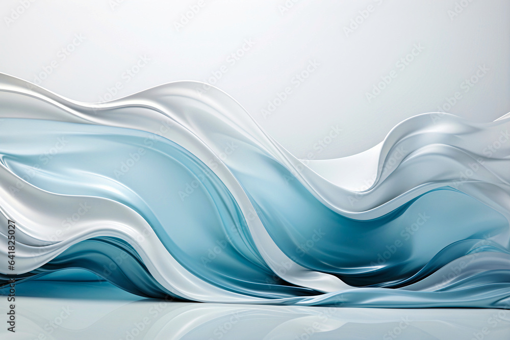 Poster abstract background with wavy lines. blue smooth waves of liquid consistency. generative ai