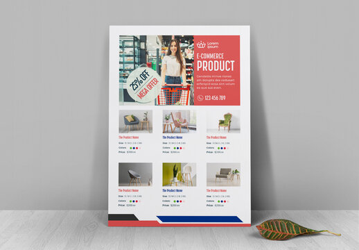 e-Commerce Product Flyer Template With Orange Accents