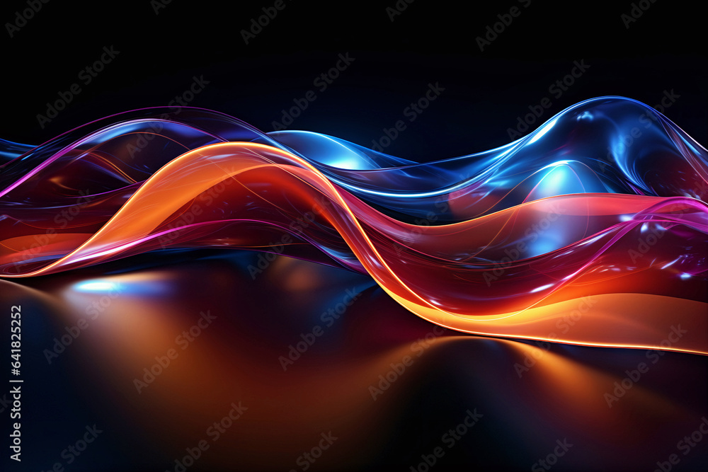 Poster digital technology,abstract background.colorful waves. generative ai.