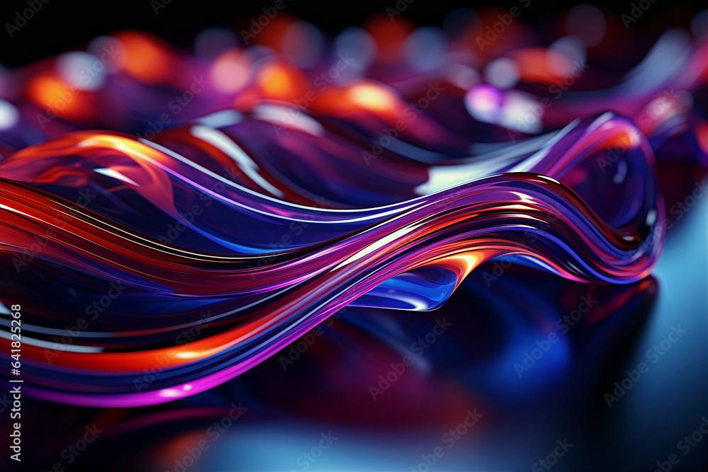 Poster digital technology,abstract background.colorful waves. generative ai.