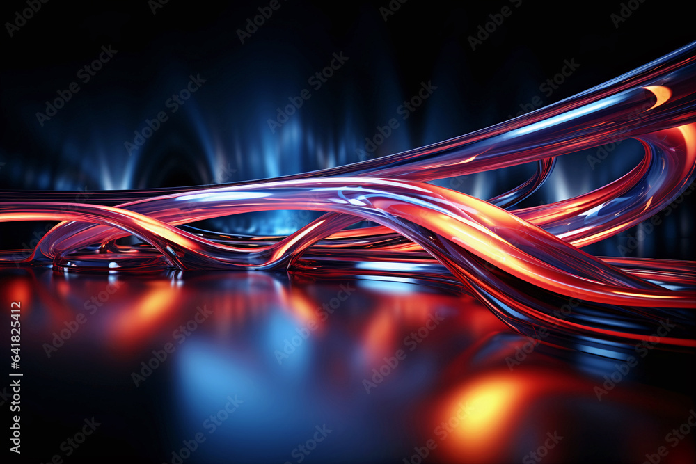 Poster digital technology,abstract background.colorful waves. generative ai.