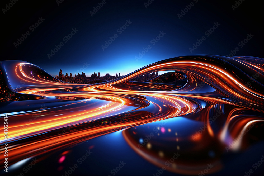 Poster digital technology,abstract background.colorful waves. generative ai.