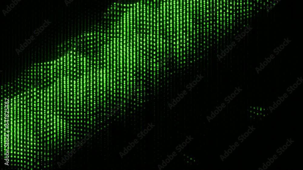 Poster glowing electronic dots move in waves in space. design. electronic luminous dots move in streaming w