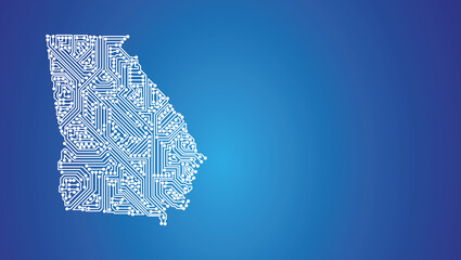 IT-Umriss des US-Bundesstaates Georgia auf blauem Hintergrund