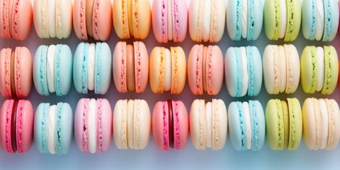 Foto op Canvas Pastel macaron or macaroon on pastel background from above, vintage card, generative ai © OP38Studio