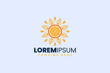 Modern simple orange fruit sun logo icon template illustration