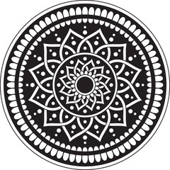 Mandala. Tattoo, intricate design and decor element, for coloring book pages. Highly detailed and accurate lines for print or engraving