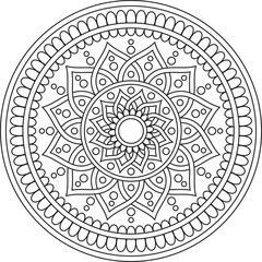 Mandala. Tattoo, intricate design and decor element, for coloring book pages. Highly detailed and accurate lines for print or engraving