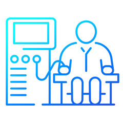 dialysis machine and patient line icon