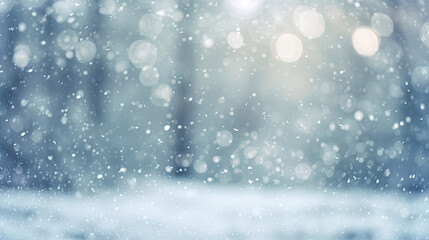 Fototapeta premium Scattered scenes in the snow in the background.snow falling in the snow,Snowfall in Blue and White