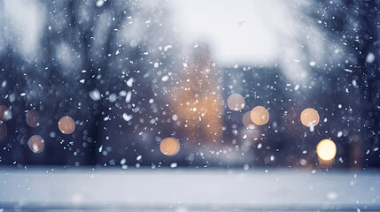 Scattered scenes in the snow in the background.snow falling in the snow,Snowfall in Blue and White