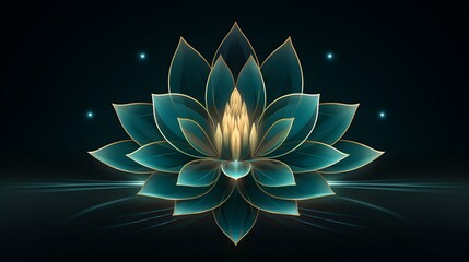 Elegant abstract background with a lotus flower. Luxurious design with green emerald lotus and golden elements. 