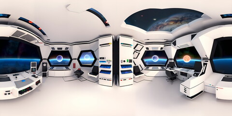 3D render of an interior concept, 360 panoramic view, render background 
