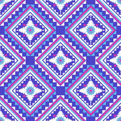 Geometric ethnic blue pink light blue oriental pattern motif traditional seamless pattern Design for background, wallpaper, clothing, wrapping, batik, print, carpet, fabric, textile, embroidery