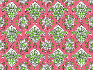 FLORAL BLOCK ALL OVER PRINT SEAMLESS PATTERN VECTOR ILLUSTRATION
