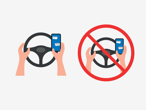 No Texting, No Cell Phone Use While Driving Vector Sign