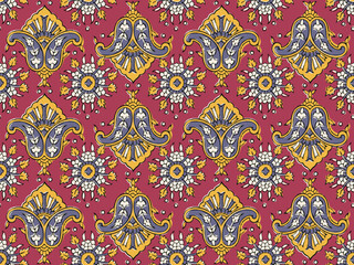 FLORAL BLOCK ALL OVER PRINT SEAMLESS PATTERN VECTOR ILLUSTRATION