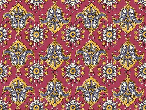 FLORAL BLOCK ALL OVER PRINT SEAMLESS PATTERN VECTOR ILLUSTRATION