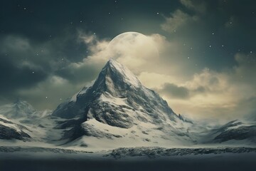 Verschneite Berge im Mondschein