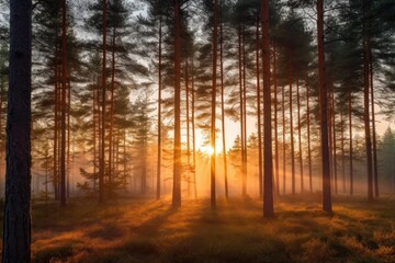 beautiful forest at sunrise