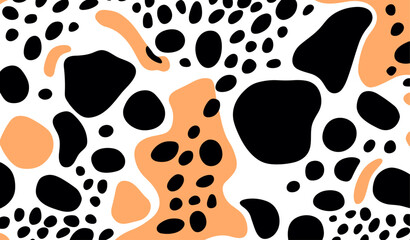 Vintage black & white creature pattern, 60s-70s vibes, ideal for clothing & home embellishment.

