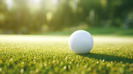 Golf ball on green meadow