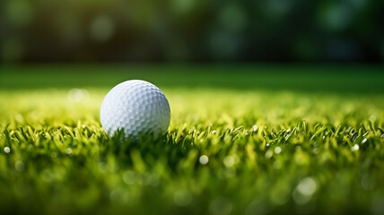 Obraz premium Golf ball on green meadow
