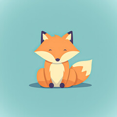 Obraz premium Friendly Orange Fox ,fox cartoon character,red fox with a smile