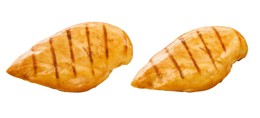 Fil&eacute; de peito de frango grelhado isolado em fundo transparente - carne de ave na grelha