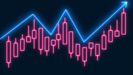 Trade candle chart stock finance price exchange background crypto currency. Business candlestick graph chart of stock market investment trading on a blue grid background design. Bullish point