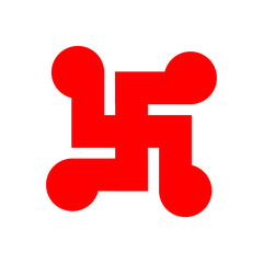 Red Swastika on white background. Hindu holy symbol.