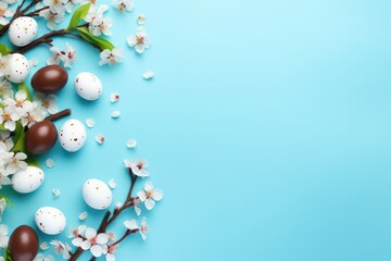 Obraz na płótnie Canvas Happy Easter Colorful Easter chocolate eggs with cherry