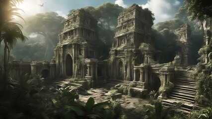 Fototapeta premium archaeological site temple, elven temple ruins