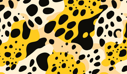 Timeless Retro Elegance: Black Yellow Cheetah Print Seamless Pattern with Vintage Flair
