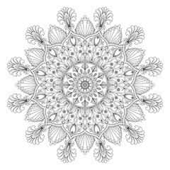 Flower Mandala. Vintage decorative elements. Oriental pattern, vector illustration. Islam, Arabic, Indian, moroccan,spain, turkish, pakistan, chinese, mystic, ottoman motifs. Coloring book page