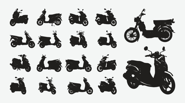 Graceful and Dynamic Scooty Silhouettes, A Diverse Set of Urban Mobility Vectors