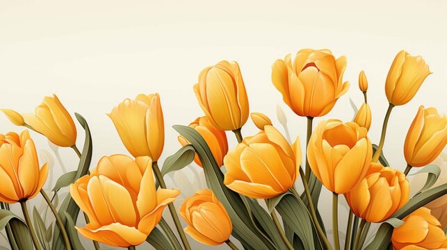 Beautiful Orange Tulips On White Background