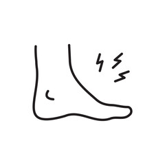 Foot cramp concept editable stroke outline icon isolated on white background flat illustration