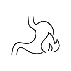 Heartburn editable stroke outline icon isolated on white background flat illustration