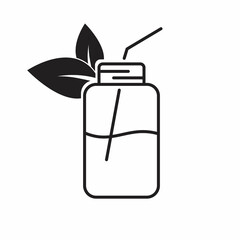 Smoothie and straw editable stroke outline icon isolated on white background flat illustration