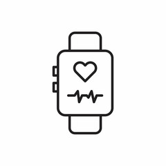 Fitness tracker smart watch and telemedicine concept editable stroke outline icon isolated on white background flat illustration.