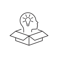 Thinking outside the box concept , outline icon, linear sign, thin line pictogram, logo