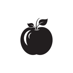 Apple icon, black silhouette of fresh natural fruit