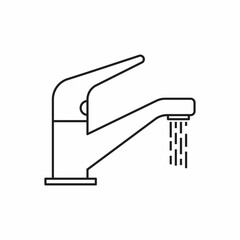 Faucet linear icon. Thin line illustration. Water tap. Contour symbol.