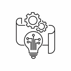 Experimental electronic technology. The process of implementing an idea. linear icon illustration isolated on white background