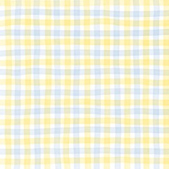 Yellow Blue Gingham Check Hand Drawn Background