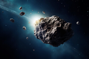Fototapeta na wymiar Asteroid in outer space. Generative AI